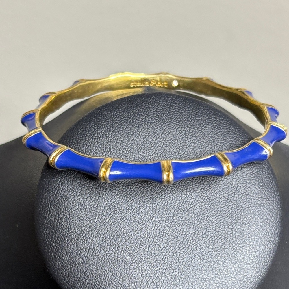 Stella & Dot Royal Blue and Gold Bamboo Bangle Bracelet